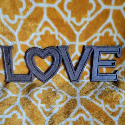 Cast Iron LOVE Shabby Chic Style Sign Decor 11.5" x 3.5" Rustic Letter Sign - Image 1 of 4