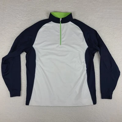 Foot Joy Sweater Mens Large White Blue Navy Quarter Zip Performance FJ Golf * - Image 1 of 4