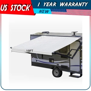 RV Awning Fabric 17.1 Feet Length Camper Awning Replacement Shade 8' White - Picture 1 of 9
