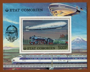 #63792 Comoras. Bloque, Zepelin, tren (500 f.) - Imagen 1 de 1