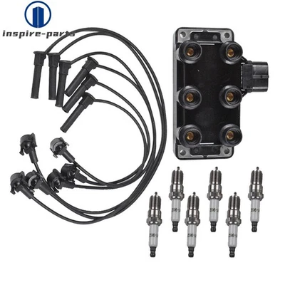 Ignition Coil & 6 Spark plug & 6 wire For Ford Aerostar Explorer Mustang Ranger - Image 1 of 4