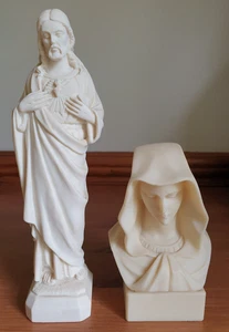 2 ESCULTURAS ARTÍSTICAS RELIGIOSAS DE RESINA VELADAS VIRGEN MARÍA Y SAGRADO CORAZÓN DE JESÚS - Imagen 1 de 12