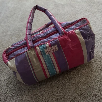 Bolso de Nylon Hinchado Paracaídas Multicolor Rayas Neón LaTIQUE Años 80 De Colección Foto 1 de 4