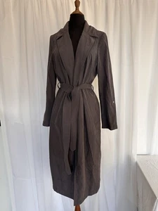 PRIMARK Light Overcoat With Tie Belt Detail Dark Grey Blue Sz10 - Picture 1 of 12