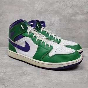 NIKE Mens Size 11.5 Air Jordan 1 Mid Hulk WHITE GREEN Shoes Sneakers - Picture 1 of 9