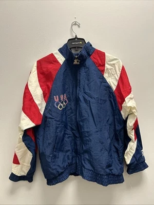 Chaqueta cortavientos vintage del equipo olímpico de Estados Unidos para hombre M azul rojo Starter Eagle (#1) Foto 1 de 4