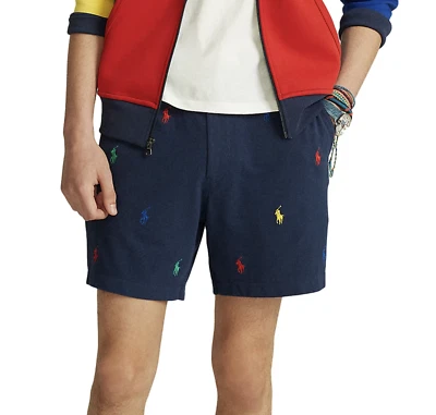 POLO RALPH LAUREN Men's Navy Blue Allover Colored Pony Mesh Shorts NEW NWT - Image 1 of 4