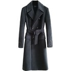 Men's Wool Coat Winter Trench Military Overknee Double Breasted Business Outwear