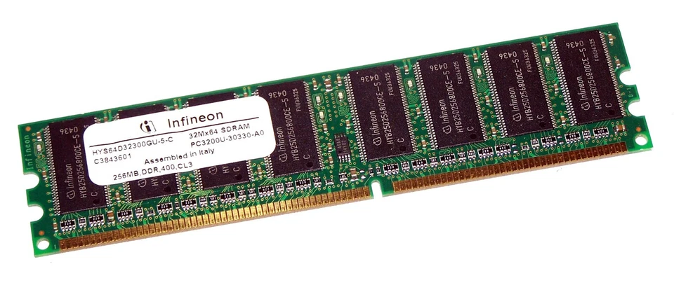Memoria Ram Infineon HYS64D32300GU-5-C 256MB PC3200 400MHz DDR-RAM PC-3200U 184p - Imagen 1 de 1