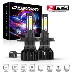 2PC H4 9003 LED Headlight Bulb Hi/Low Beam Conversion Kit 6000K white - Picture 1 of 10