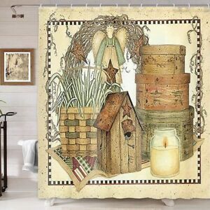 Vintage Rustic Decor Shower Curtain Country House Primitive Home Shower Curtains