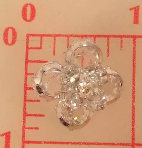 4 Multi Layer 3/4" Silver Rhinestone Czech Shank Buttons 3-D Flower Design #516 - Picture 1 of 7