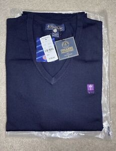 NYU  Extra Fine 100% Merino Wool Brooks Brothers V-neck Sweater