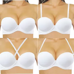 Super Push Up Add 2 Cup Multi-way Bridal Bra White Beige Black Thick Padded Bras - Picture 1 of 17
