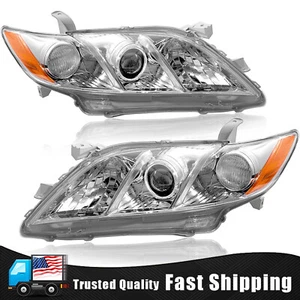 Right+Left Headlights For 2007 2008 2009 Toyota Camry Chrome Clear Projector - Picture 1 of 23