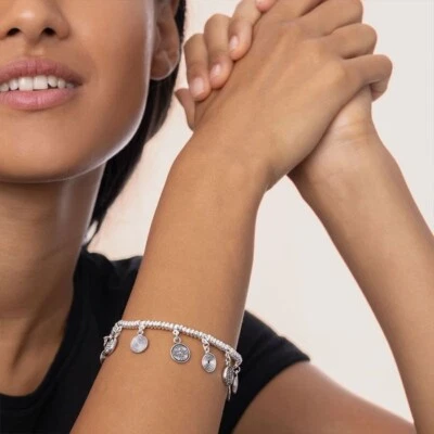 BIGIOTTERIA DONNA VESTOPAZZO BRACCIALE ELASTICO MONETE INCA ARGENTO LO00146 - Immagine 1 di 2