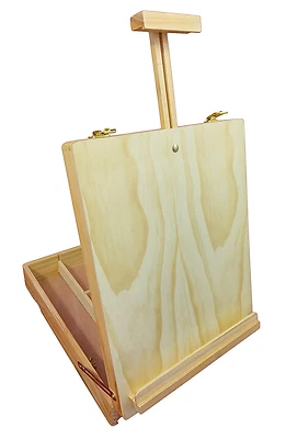QUICKDRAW Wooden Table Easel & Brush Paint Storage Box Large Artist Portable Adjustable