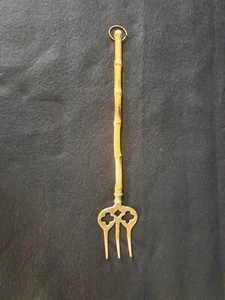 Vintage Brass Fire Toasting Fork With Bamboo Handle 13 in L  - Picture 1 of 3