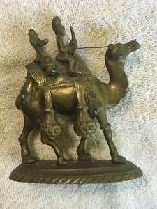 VINTAGE ~ Crafted Brass Camel ~ with 2 Riders ~ Statue Figure  - Picture 1 of 9