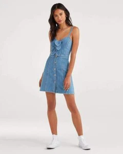 7 For All Mankind Women's Size Large Denim Sundress Button Down Blue NWT $259 - Picture 1 of 8