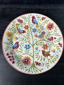 Set of 2 Ceramic Bico Red Spring Bird Salad Plates 8.75 inch Microwave Dish - Picture 1 of 4