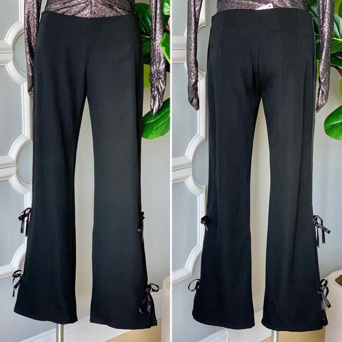 Pantaloni da smoking in lana Valentino con cravatte a nastro gamba larga neri donna 8