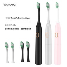Electric Oral Care Toothbrush Sonic Waterproof with 2 Replacement Heads Pink