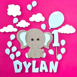 EDIBLe JuNGLe ELEFANT Ballons BiRTHDay Kuchen ToPPeRS Name & Alter Set iCiNG KiDS - Bild 1 von 7