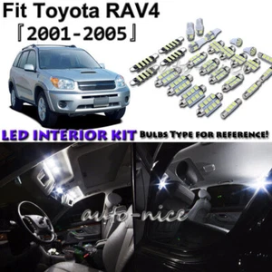8x White LED Interior Lights Package Kit For 2001 - 2003 2004 2005 Toyota RAV4 - Picture 1 of 9