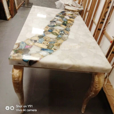 Natural Agate Coffee center Table Top  Inlay Art Heritage Crafts Agra Decor  - Image 1 of 3