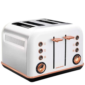 Morphy Richards White Accents Rose Gold 4 Slice Toaster Removable Tray Stainless - Picture 1 of 3