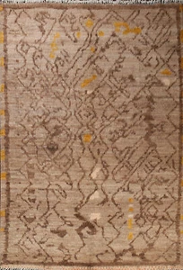 Modern Brown 9'x10' Moroccan Berber Oriental Area Rug Hand-knotted Living Room - Picture 1 of 16