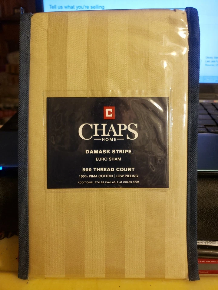 CHAPS HOME - Damask Stripe  - EURO SHAMS - 500 TC Cotton RETAIL - $70 - Image 1 of 4