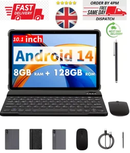 Android 14 Tablet 10.1 Inch 4GB+4GB RAM 128GB IPS Wi-Fi 8000mAh 8-Core 2024 NEW - Picture 1 of 6