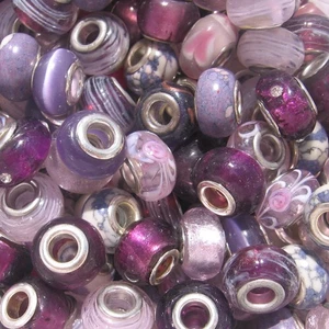 LOT 20 PERLES MAUVES ROSES VERRE DONUTS CHARMS OEIL DE CHAT pour bracelet -DUM - Picture 1 of 8