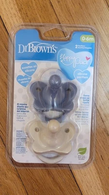 Juego de 2 chupetes para bebé Dr Brown's Happy Paci 0-6 meses AZUL/BLANCO NUEVO EN CAJA Foto 1 de 2