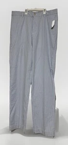 Izod Seersucker Sandy Bay Pants Men 34x34 Blue Cotton Flat Front Straight  NEW - Picture 1 of 5