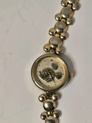 Vintage Lorus Mickey Mouse Ladies Wrist Watch Gold Tone Mickey Head Links - Image 1 of 4