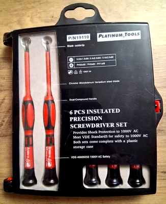 Набор прецизионных изолированных отверток Platinum Tools 19110 1 кВ, 6 штук - Изображение 1 из 4