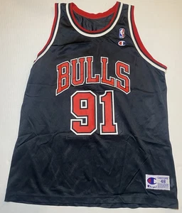 Champion Vintage NBA Chicago Bulls Dennis Rodman #91 schwarz Trikot Gr. 48  - Bild 1 von 9