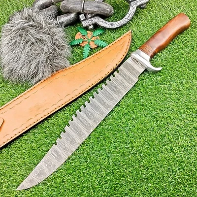 CUCHILLO DE ACERO DAMASCO hecho a mano personalizado cuchillo de caza cuchillo Bowie con funda M-431 Foto 1 de 4