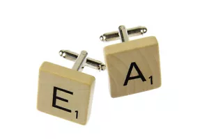 Scrabble Cufflinks ABC Initials Miniblings R+ WISH LETTERS - Picture 1 of 4