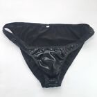Maillot de bikini homme à cordes taille étroite noir huileux aspect humide poche basse