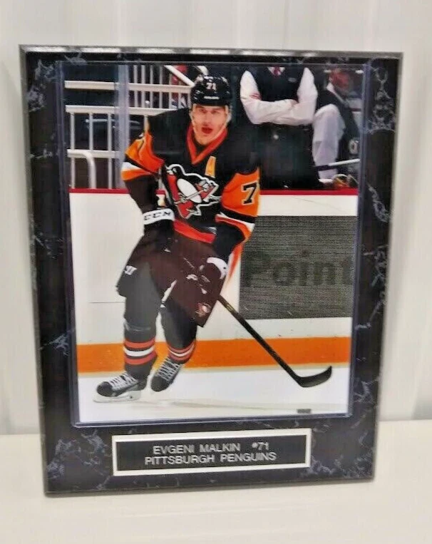 Placa de mármol negro Evgeni Malkin-Penguins-10 1/2 x 13 con foto de 8x10 Foto 1 de 2