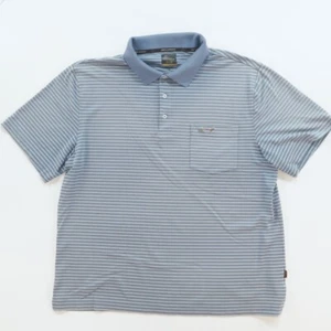 For Tasso Elba Greg Norman Polyester Striped Polo Blue Men's XL - Picture 1 of 4