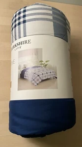 New Reversible Down Alternative Blanket by Berkshire Life Blue Checks QUEEN Size - Picture 1 of 6