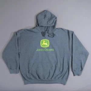 John Deere Gildan Dark Heather XL Logo Hooded Sweatshirt Outdoor Hoodie - Picture 1 of 11