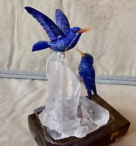 Lapis Lazuli Hummingbird Pair on Quartz 5 " -Peter Muller - Picture 1 of 4