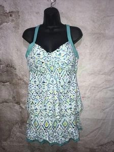 Title Nine 2 Piece Swim Suit Artsy Modest Figure Flattering 38C Top Small Bottom - Picture 1 of 8