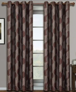 2 Panels Royal Tradn Savanna Jacquard Drapes 52W x 85L Ea Panel ~ Gold Brown NEW - Picture 1 of 4